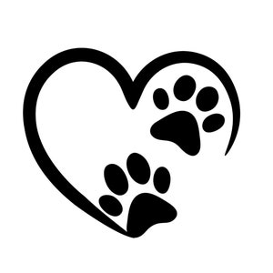 Paw Print Heart - Téléchargement numérique instantané - fichiers svg, png, dxf et eps inclus ! Chien Chat