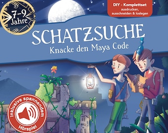 Maya's Treasure Hunt including audio play | Ready-made scavenger hunt template as a printable PDF | Treasure hunt for children's birthday parties (ages 7-9)