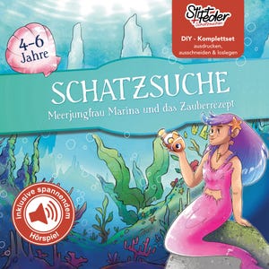 Mermaid Treasure Hunt including audio play | Ready-made scavenger hunt template as a PDF to print | Treasure hunt for children&#39;s birthdays from 4-6 years