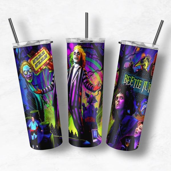 Beetlejuice, Tumbler wrap, Halloween wrap, Halloween design, Tumbler design, Sublimation wrap, Tumbler PNG design, 20oz skinny png 20oz wrap