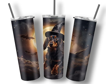 Miłośnik psów Tumbler Designs Dachshund Tumbler Dog Tumbler Wrap PNG Halloween Tumbler Spooky Tumbler Design 20oz Skinny Halloween Wrap Spooky