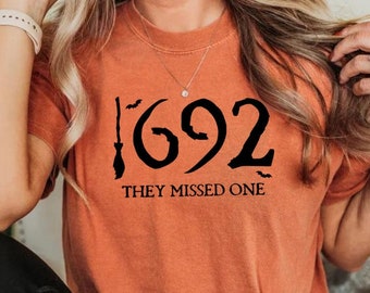 1692 They Missed One, Halloween Shirt, Womens Halloween, Funny Halloween, Halloween Design, Witch Shirt, Salem Witch, Halloween PNG