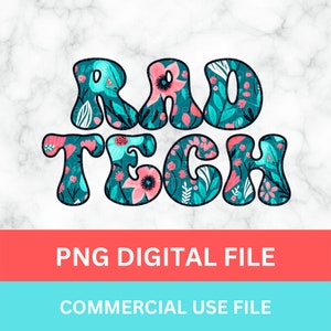 Rad Tech, PNG, Xray Tech, Sublimatieontwerp, Instant download, Retrodesign, Bloemdessin, Badge, Knutselen, Radiologietechnologie, Xray Student
