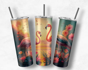 Flamingo design Tumbler sublimation Tumbler PNG designs Flamingo png Tropical wrap Digital designs png Skinny tumbler png Tumbler wrap