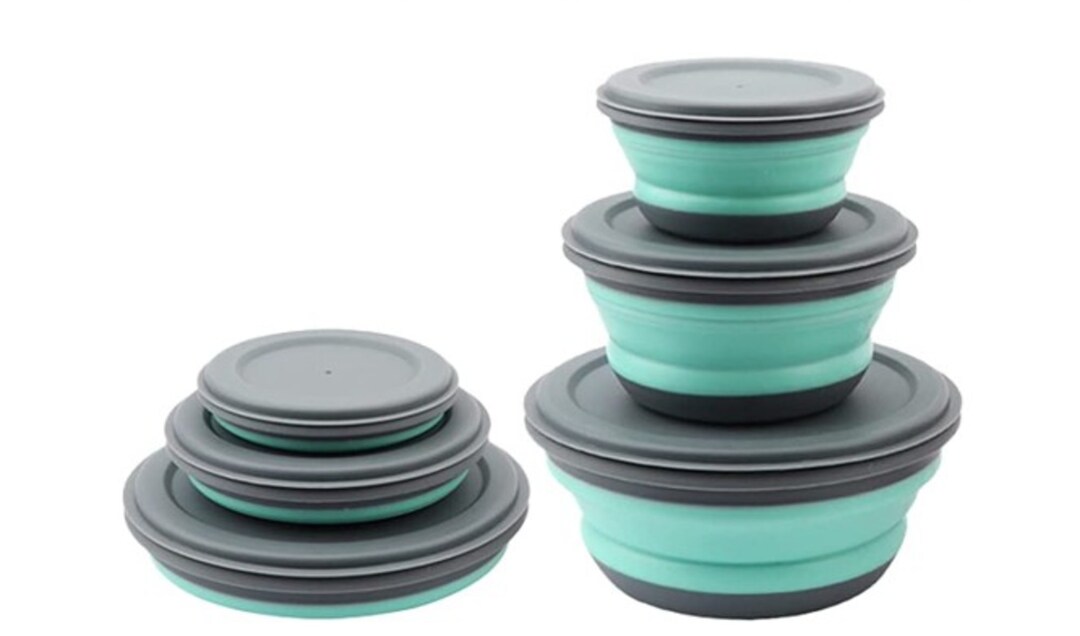 Foldable Silicone Camping Bowl Collapsible Lunch Box Salad Etsy