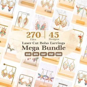 Lasergesneden bestanden boho oorbellen megabundel | Svg, eps, pdf, dxf, dwg lasergesneden bestanden voor aangepaste sieraden