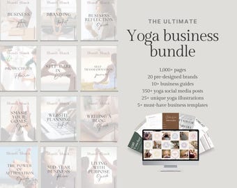 Yoga Studio Business Bundle, Canva Templates, Marketing Kit, Social Media (Instant Download)