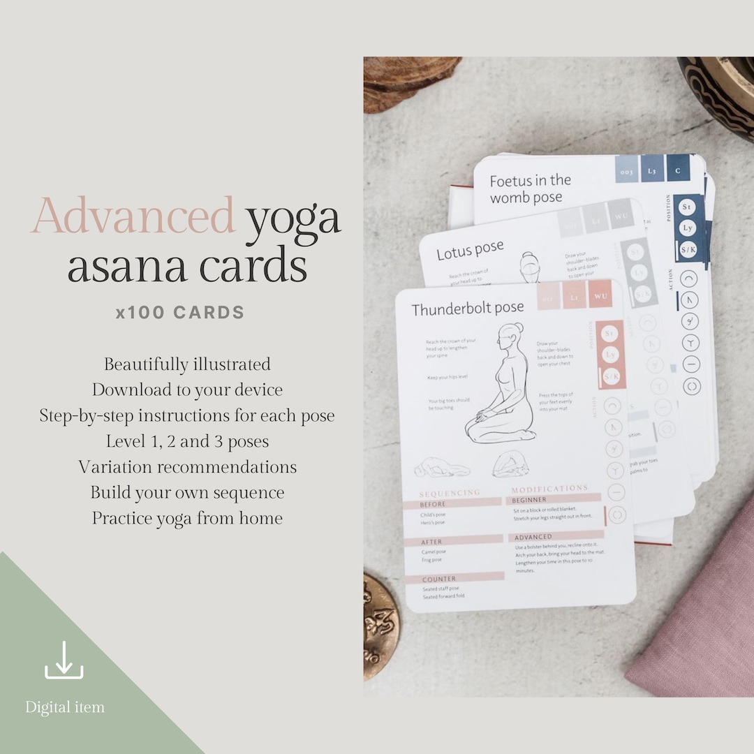 Advanced Yoga Asana Cards, 100 Poses, Levels 1-3 (digital Download) - Etsy
