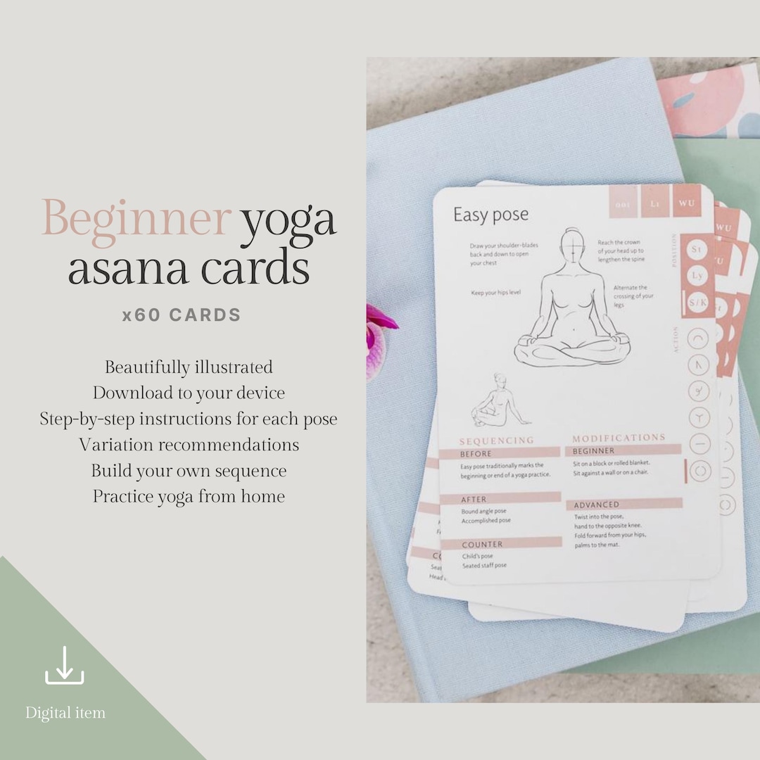 Beginner Yoga Asana Cards, 60 Illustrated Poses (digital Download) - Etsy
