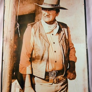 John Wayne Western Cowboy Photo, Tribute for The Duke Courage Iconic Movie Star, Collectible Western Memorabilia Gift, Retro Wall Art