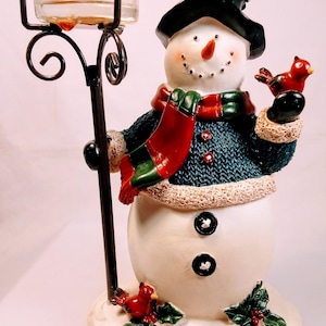 The Snowman Candle Holder, Festive Christmas Decor for a Cozy Home, Charming Ceramic Figure, Folk Art Holiday Decoration, Farmhouse