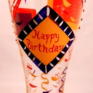 Hand-Painted Birthday Wine Glass: Glitter Design, Fun Party Favor