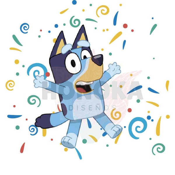 Topper Bluey sin nombre sin personalizar descarga inmediata PDF archivo digital decoracion tarta bluey cumpleaños