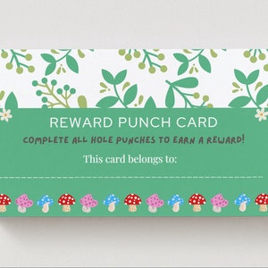 Cartes perforées de récompense sur le thème du jardin