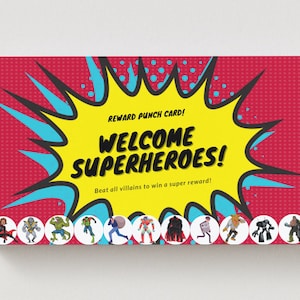 Cartes perforées de récompense sur le thème des super-héros