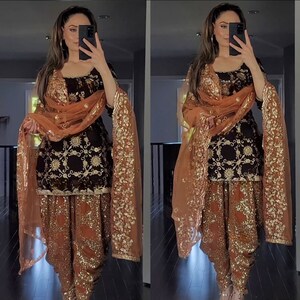 Simple black punjabi suit design deals