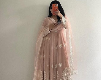 Bollywood Inspired Celebrity Look Designer Pink Look Heavy Georgette Kurta with Dupatta ,Wedding Wear Suits, Partywear ,Georgette Anarkali
