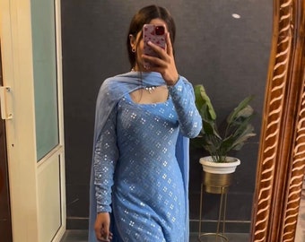 Mooie traditionele Georgette met reeks Pakistaanse 3PC Salwar pak, Pakistaanse Salwar Kameez Dupatta jurk, trouwoutfit, vrijetijdskleding