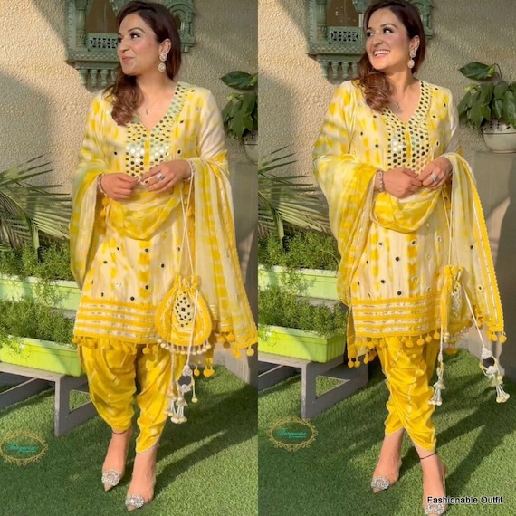 Yellow Brocade Punjabi Suits, Yellow Brocade Punjabi Salwar Kameez and  Yellow Brocade Punjabi Salwar Suits Online Shopping