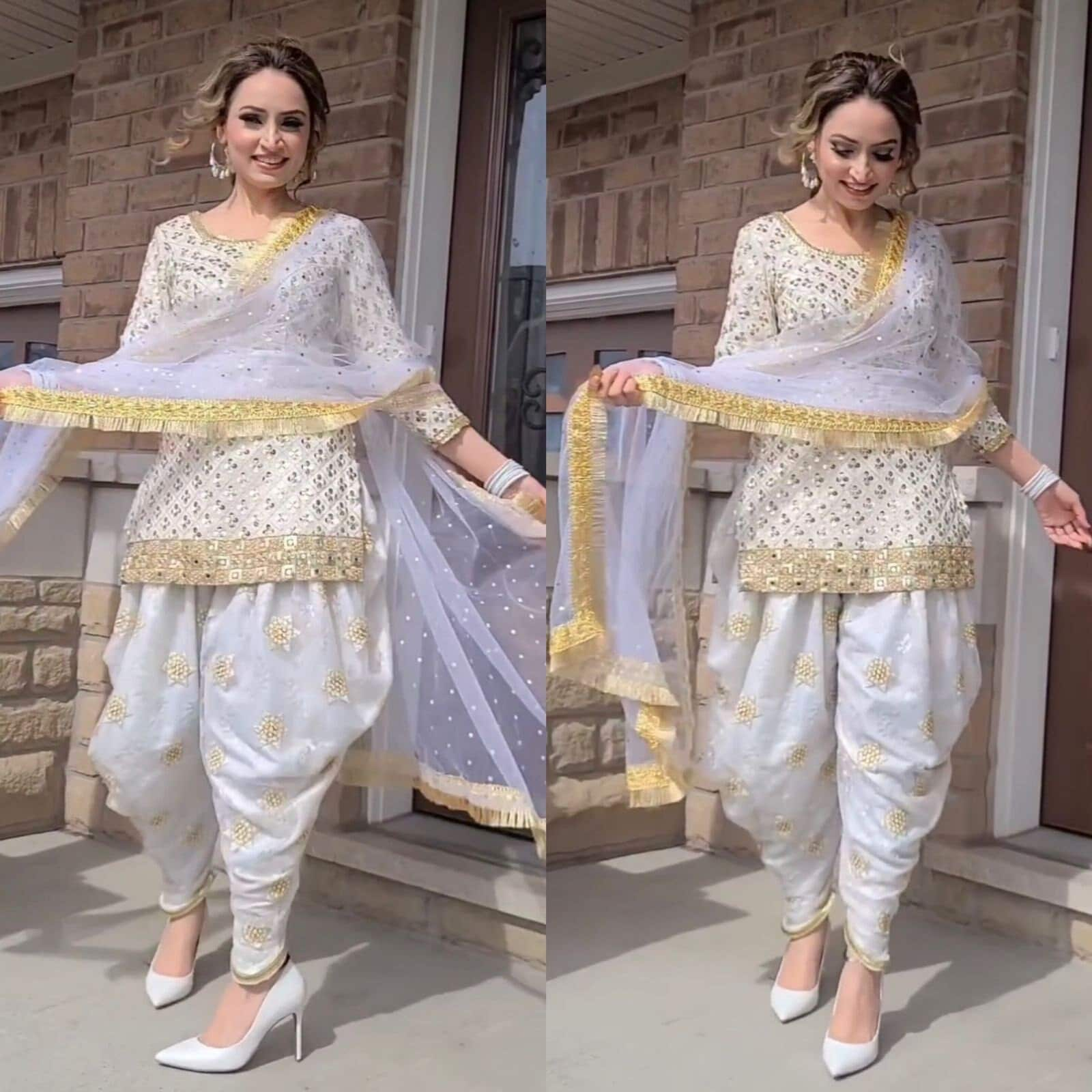 White Banglori Silk Readymade Patiala Suit 273160