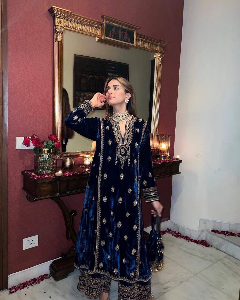 Pakistani Velvet Dress Etsy