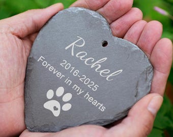 Engraved Pet Memorial Garden Stone, Dog Loss Gifts, Personalized Pet Memorial Stone Garden Sign with Hanging Stake - Honor Your Beloved Pet