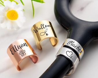 Stethoscope ID Ring, Custom Stethoscope Charm, Gift For Nurse,RN Doctor/Nurse Gift For Her,Hand Stamped, Medical student Gift