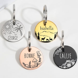 Round Personalized Dog ID Tag, Custom Engraved Dog Tag, Stainless Steel Pet Tag, Small Cute Cat Tag, Dog Tag for Dogs,Puppy ID Tag,Dog Gifts