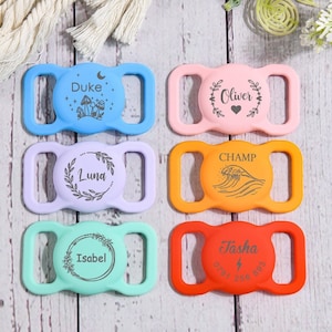 Pet Air Tag Holder for Dog Collar Personalized Engraved Airtag Case Silicone Pet Collar Holder AirTag Dog Collar Cover Dog Tag Collar