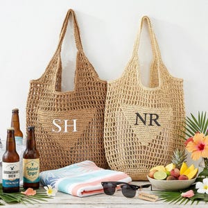 Personalized Raffia Beach Tote: Beach Tote Bag, Embroidered Monogrammed Straw Bag,Party Favor,Bachelorette Party Gift,Bridal Shower Bag