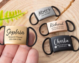 Silent Slide-On Pet ID Tag,Cute Personalized Dog Cat Tag,No Noise Custom Engraved Tag,Slide On Collar Name Tag,Silent Pet Tag,Pet Gift