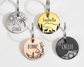 Round Personalized Dog ID Tag, Custom Engraved Dog Tag, Stainless Steel Pet Tag, Small Cute Cat Tag, Dog Tag for Dogs,Puppy ID Tag,Dog Gifts