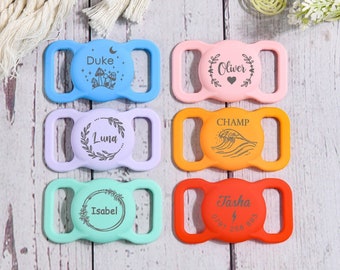 Support d’étiquette d’air pour animaux de compagnie pour collier de chien Étui Airtag gravé personnalisé Support de collier pour animaux de compagnie en silicone AirTag Dog Collar Cover Dog Tag Collar