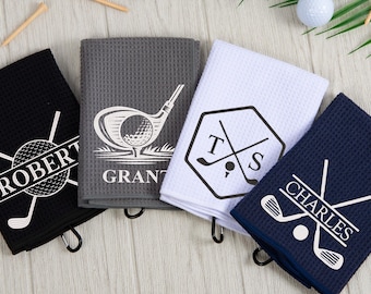 Embroidered Golf Towel,Personalized Golf Towel,Monogrammed Golf Towel,Custom Golf Gift for Dad Mom,Wedding Golf Gift,Christmas Gifts for Him