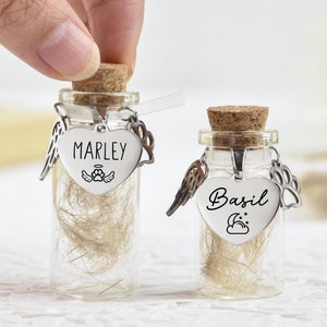 Pet Fur Keepsake Jar with Portrait, Custom Pet Hair Memorial Jar, Pet Loss Gifts, Personalized Dog Rememberance Gift, Dog Cat Memorial Gifts