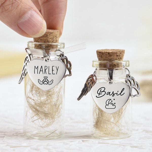 Frasco de recuerdo de pelo de mascota con retrato, frasco conmemorativo personalizado para pelo de mascota, regalos para la pérdida de una mascota, regalo personalizado para el recuerdo de un perro, regalos conmemorativos para perros y gatos