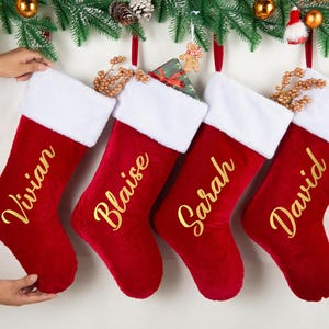Personalized Christmas Stockings with Name,Red Plush Christmas Stocking,Custom Name Stocking,Christmas Gift,2025 Family Stockings,Decor Gift