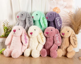 Personalized Embroidered Bunny: Newborn Gift, Baby Shower Plush Toy, Baby Girl/Boy Gift, Easter Gifts