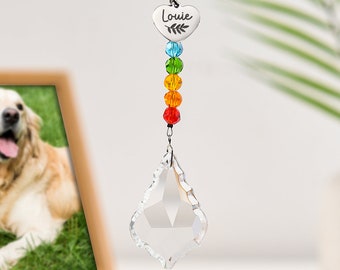 Loss Of Dog Cat Pet Memorial Rainbow Sun Catcher,Pet/Dog Memorial Gift,Dog Lover Gift,Pet Loss Gifts,Custom Rainbow Bridge Pet Personalized