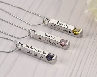 Collane personalizzate con urna per ceneri, collana per cremazione con barra in acciaio inossidabile, collana commemorativa per ceneri, collana con pietra portafortuna in cristallo - Italia