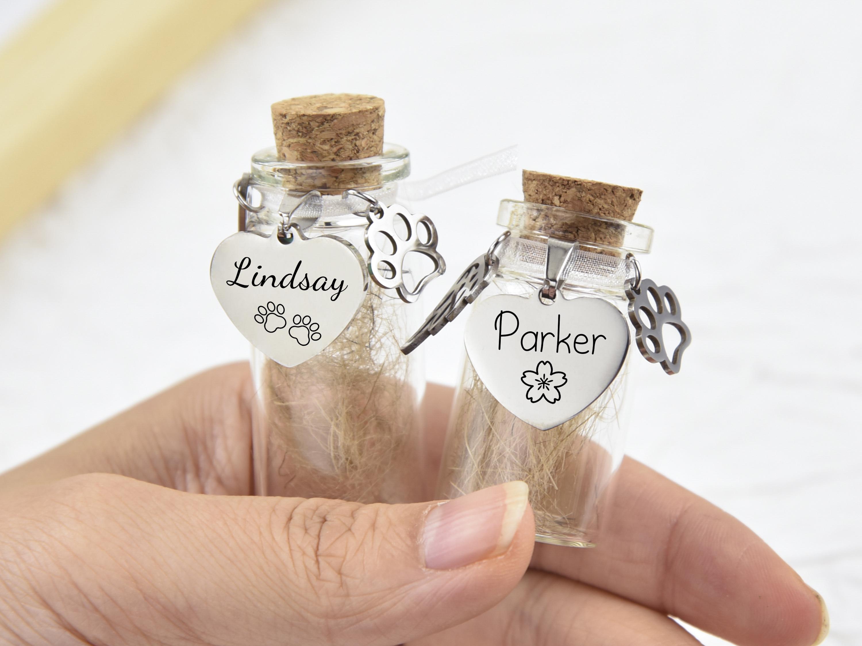 Pet Fur Keepsake Jar with Portrait, Custom Pet Hair Memorial Jar, Pet Loss Gifts, Personalized Dog Rememberance Gift, Dog Cat Memorial Gifts