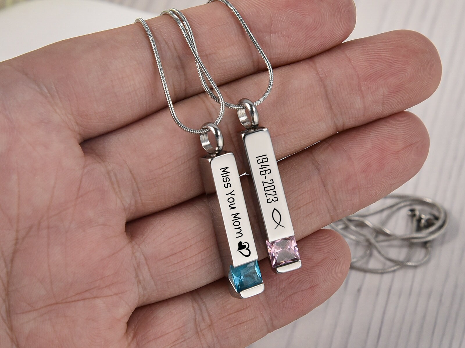 Collana personalizzata con urna per cremazione per ceneri, incisione commemorativa, collana con barra personalizzata, perda di gioielli regalo per cani umani, animali domestici  36