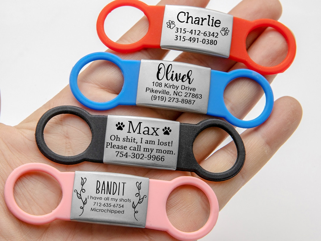 Slide on Dog Tags for Dogs Personalized Dog ID Tag,silent Dog Tag,slide