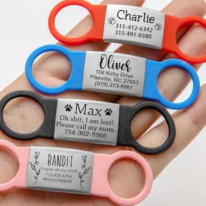 Slide on Dog Tags for dogs Personalized Dog ID Tag,Silent Dog Tag,Slide On Pet Collar Tag,Custom Dog Tag,Engraved Dog Name Tag,Dog Gifts
