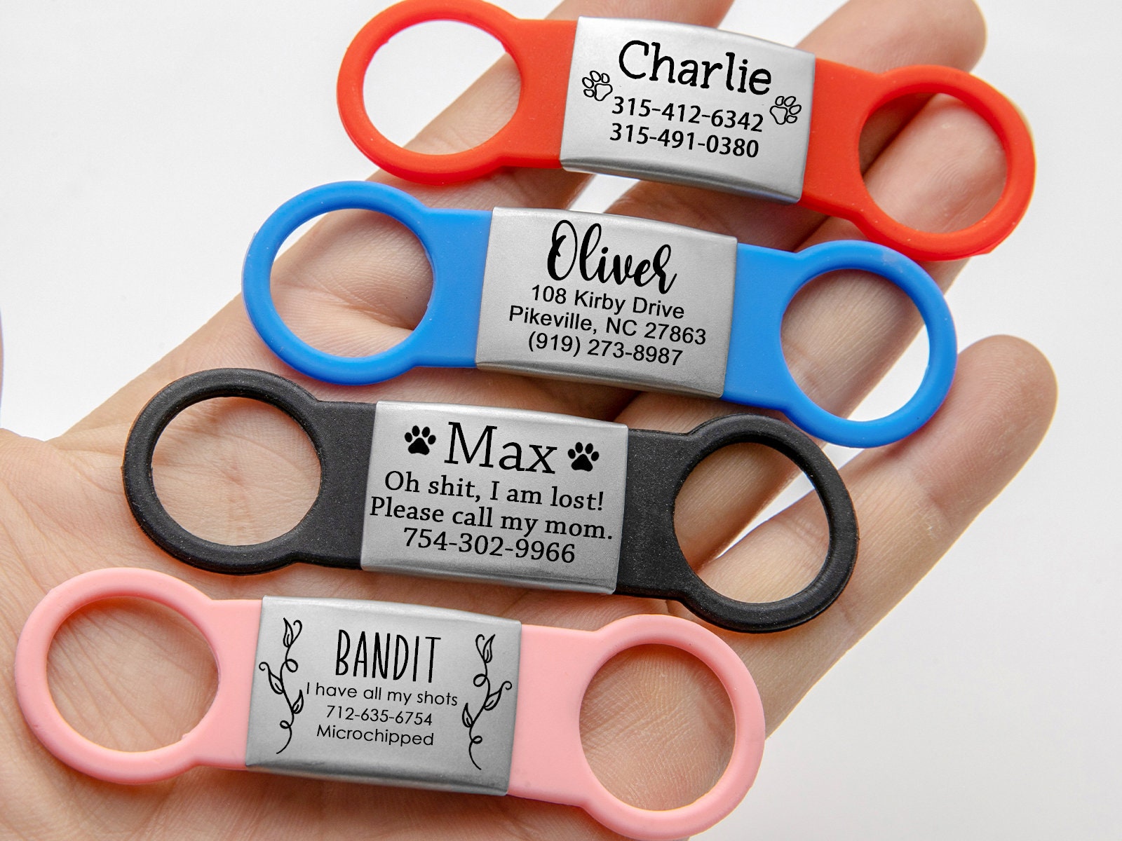 Slide on Dog Tags for dogs Personalized Dog ID Tag,Silent Dog Tag,Slide On Pet Collar Tag,Custom Dog Tag,Engraved Dog Name Tag,Dog Gifts