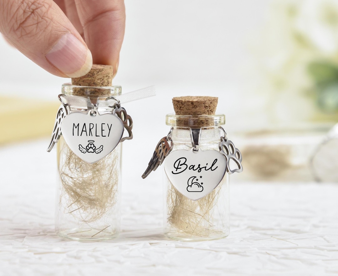 Custom Pet Fur Keepsake Jar - Personalized Pet Memorial Sympathy Gifts For Dogs, Cats - Gone But Not Forgotten