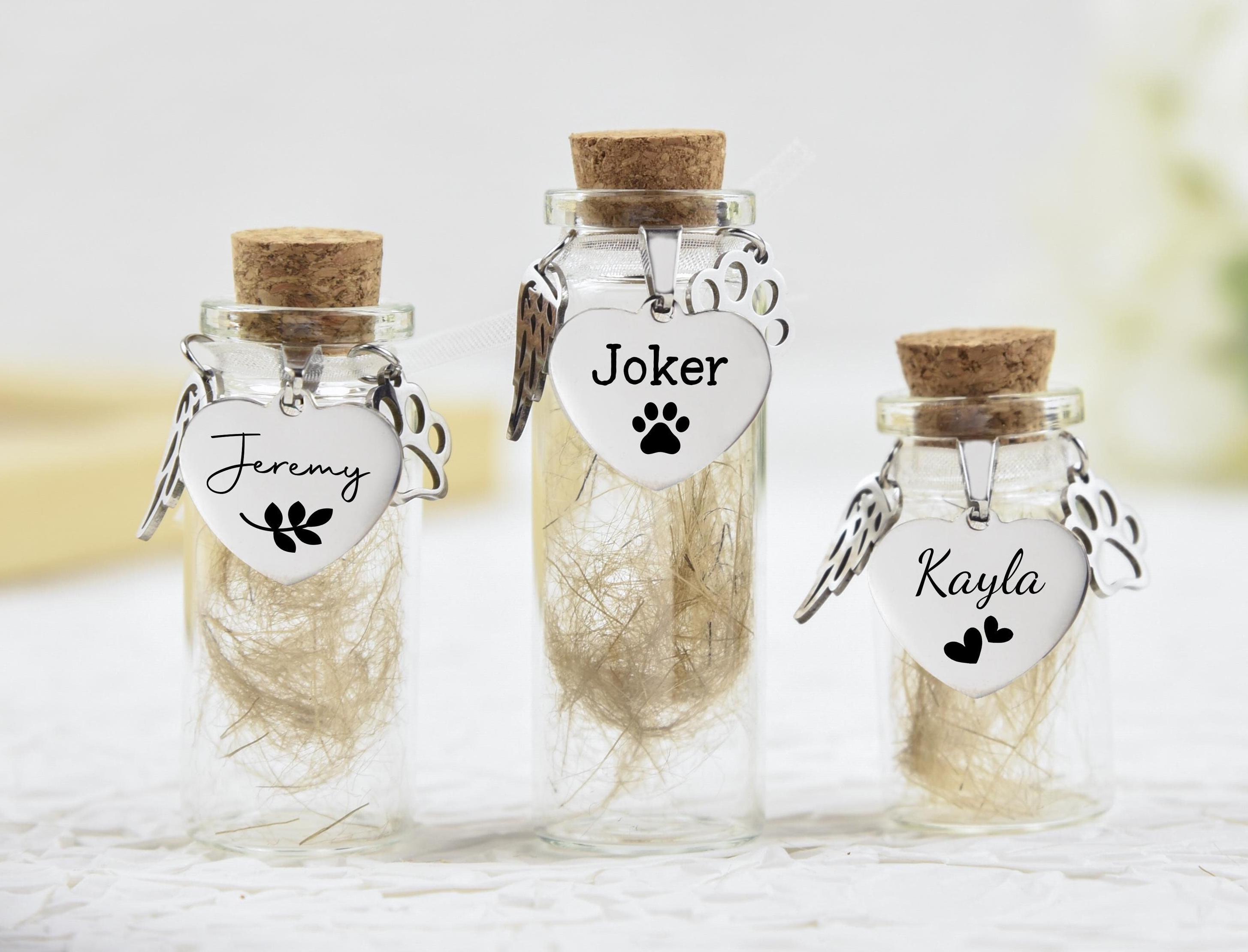 Pet Fur Keepsake Jar with Portrait, Custom Pet Hair Memorial Jar, Pet Loss Gifts, Personalized Dog Rememberance Gift, Dog Cat Memorial Gifts
