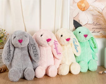 Personalized Embroidered Bunny Rabbit ,Custom Monogrammed Bunny Rabbit,Personalized Bunny,Bunny Soft Plush Toy,Flower Girl Gifts