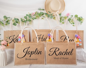 Personalized Burlap Bag,Bridesmaid Beach Bag,Monogram Beach Tote Bag, Bridesmaid Gift Bag,Bachelorette Party Bag,Jute Bag,Wedding Bag