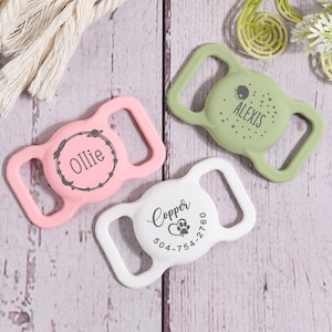 Pet AirTag Collar Holder,Slide on Dog Name Tag,Custom AirTag Cat Collar,Silicone Slient Air Tag Case,Engraved Air Tag Case for Dog Collar Bild 4